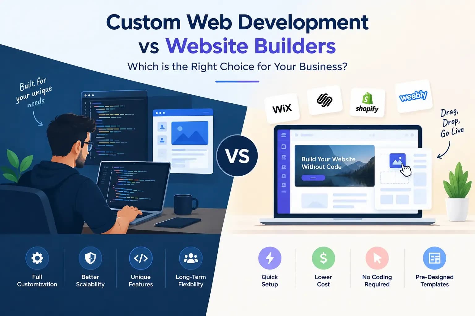 Custom Web Development vs Website Builders for Businesses